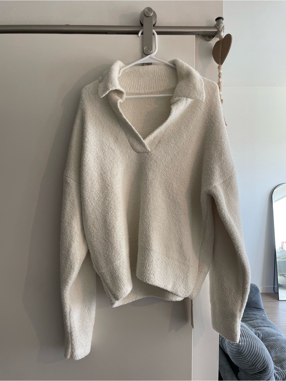 Cozy Cream Pullover Sweater with Open Collar
